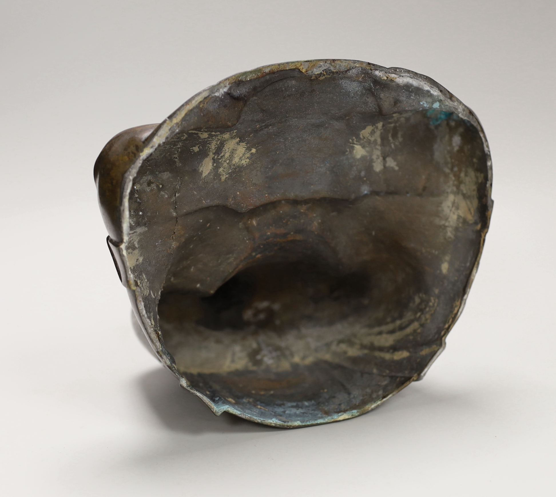 A 20th century bronze model of a seated Buddha, 22cm high